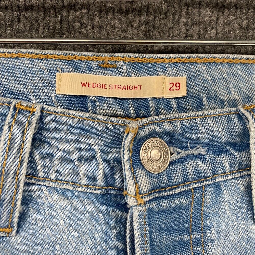 Levis Premium Jeans Womens‎ 29 Blue Wedgie Straight High Rise Button Fly Y2K - Picture 8 of 12